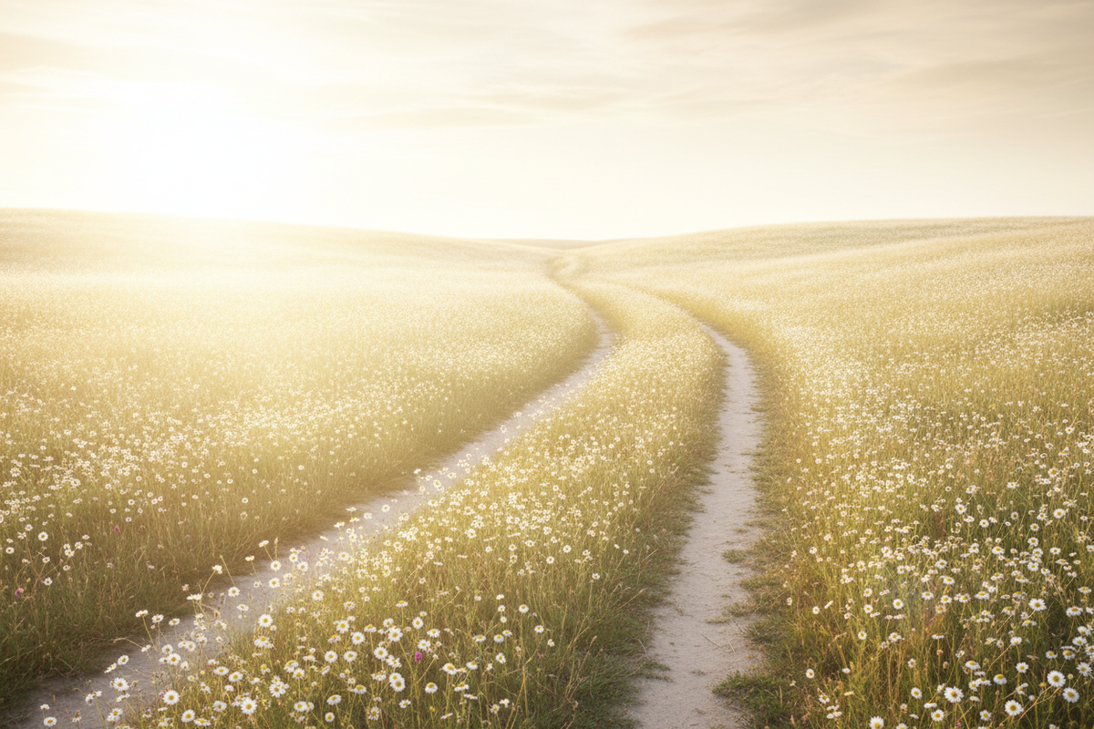 Golden and white serene path — Calm is not a destination